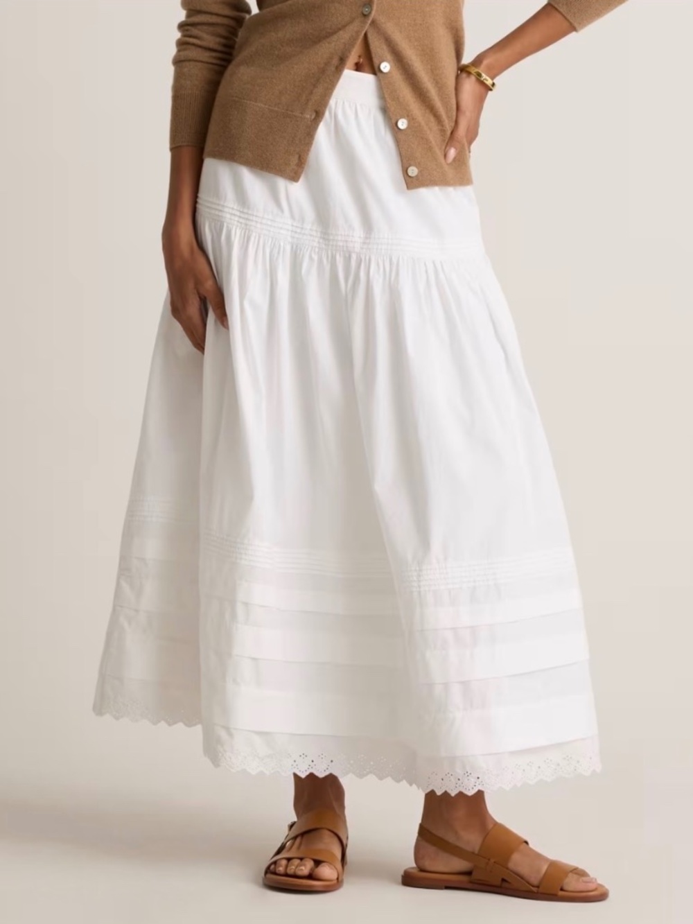 Quince - 100% Organic Cotton Poplin Pintuck Maxi Skirt